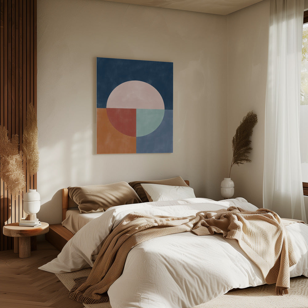 Geometrische Abstraktion mit einem großen Pastellkreis | Leinwand
