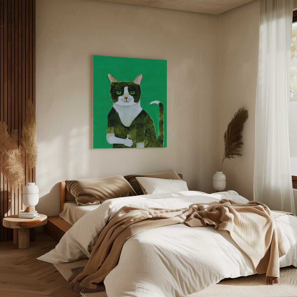 Smoking Katze Daumen hoch | Leinwand