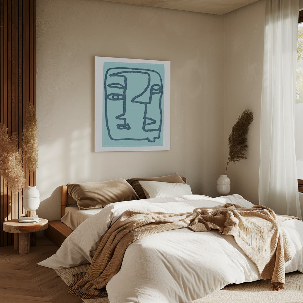 Blaue abstrakte Gesichter | Leinwand