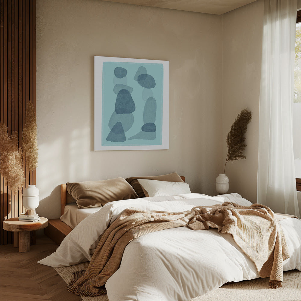 Aquarellflecken blau abstrakt minimal moderne Kunst | Leinwand