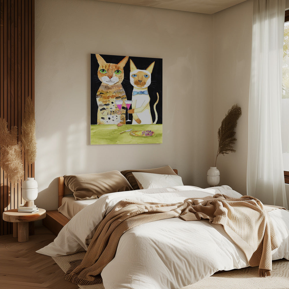 Katzen trinken beste Freunde | Leinwand