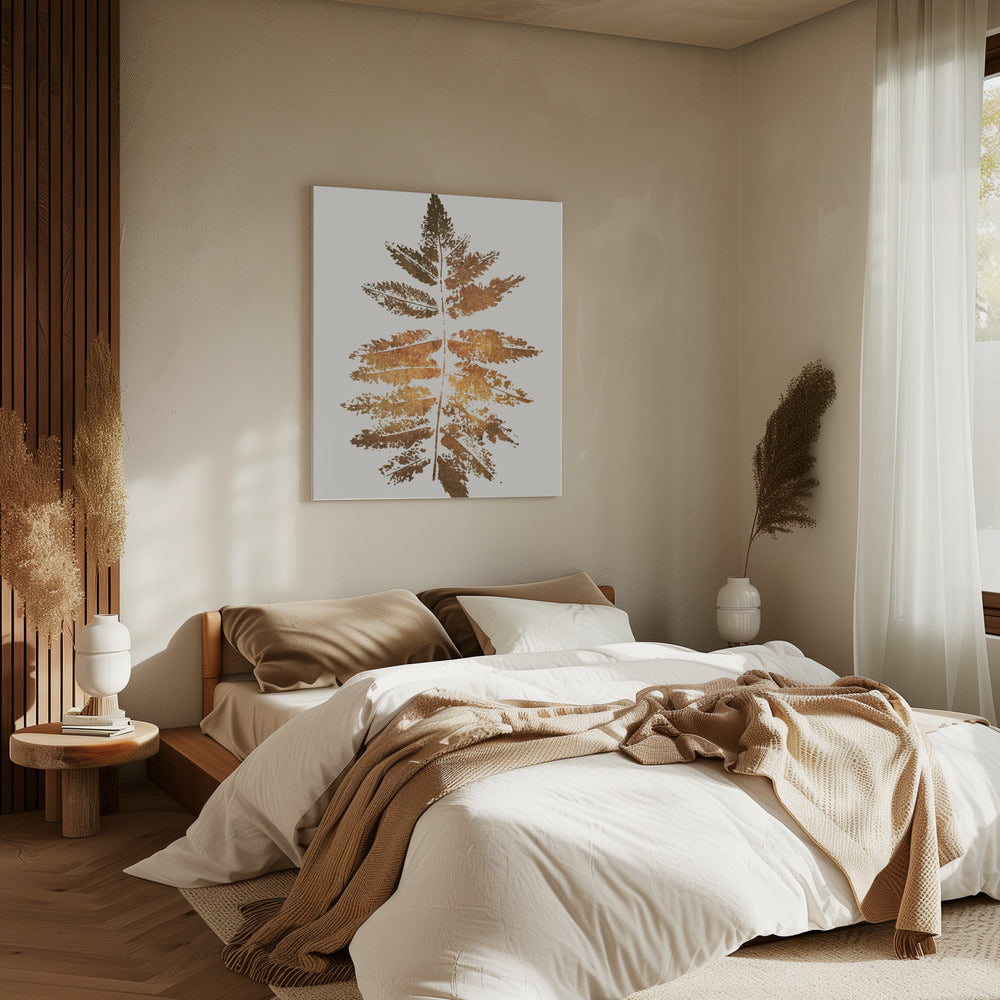 Eichenblattdruck (Gold) | Leinwand