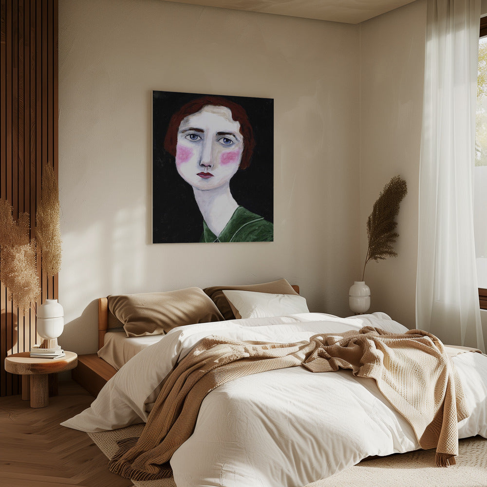 Vintage Frau mit rosa Wangen | Leinwand