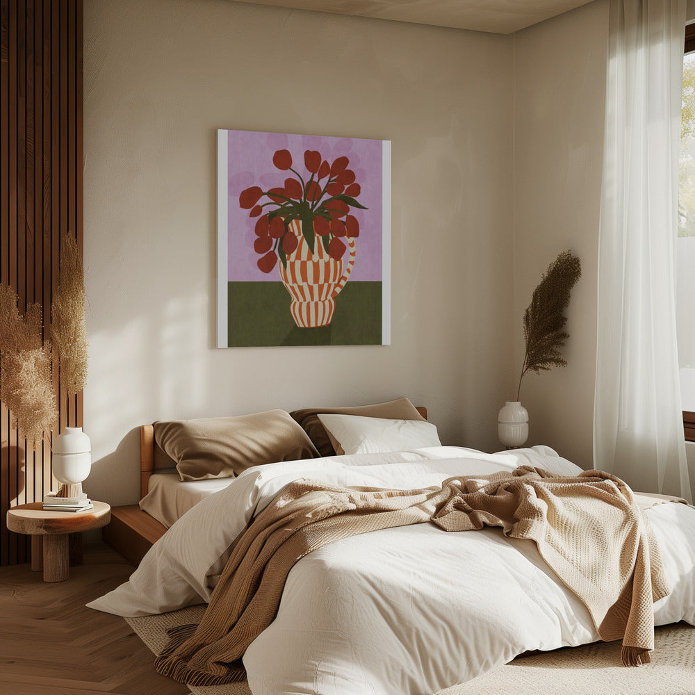 Kräftige Tulpen in Vase | Leinwand