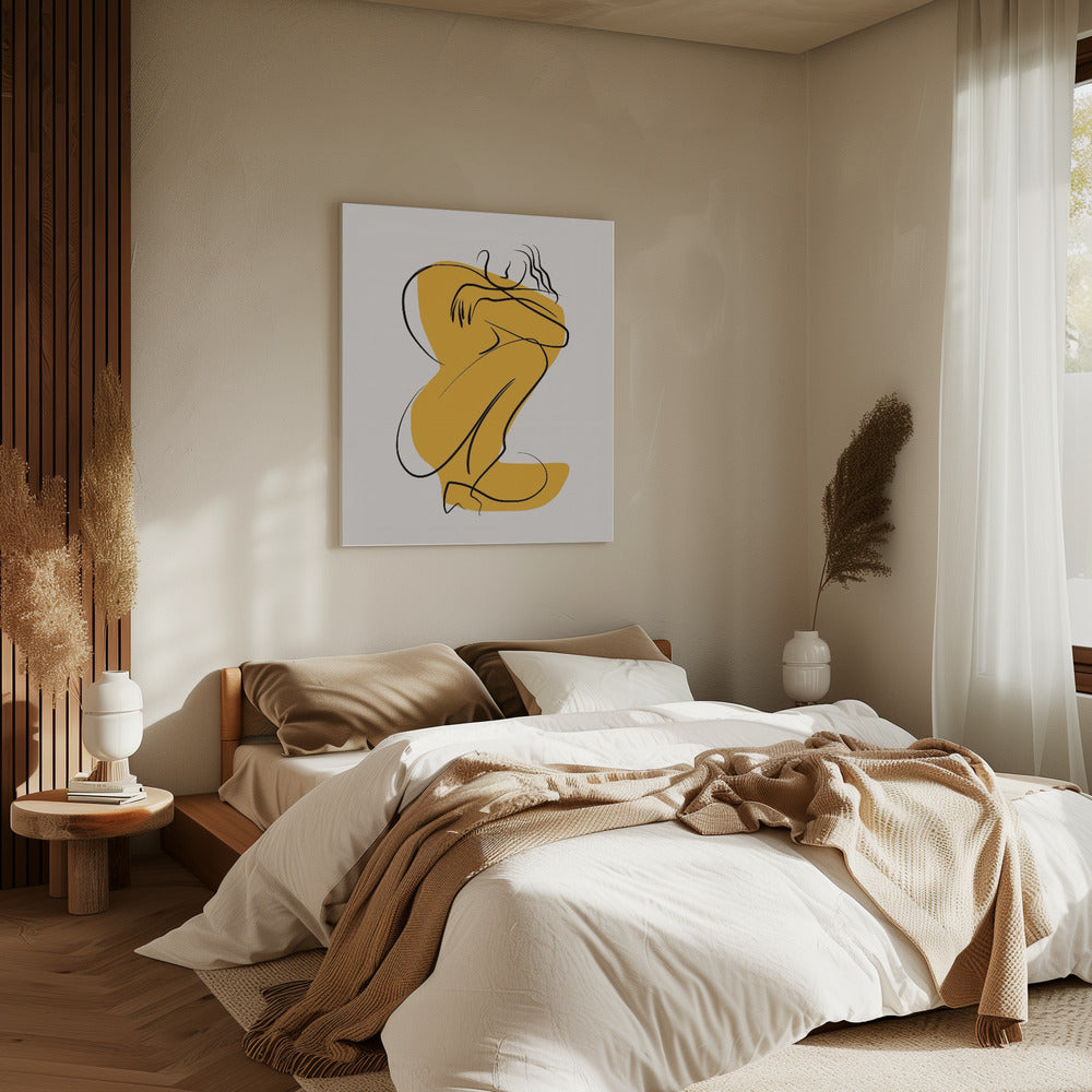 Selbstumarmung Akt in linearer Abstraktion | Leinwand