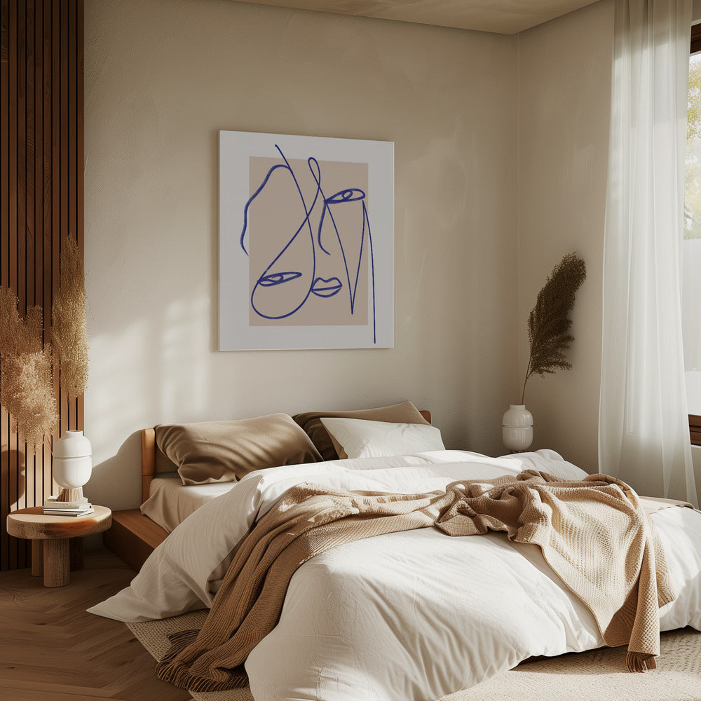 Abstract Blue Line Art | Canvas