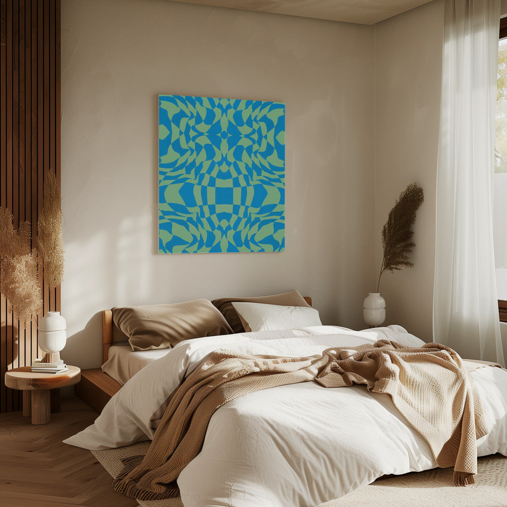Coole Farben Warp Checkers | Leinwand