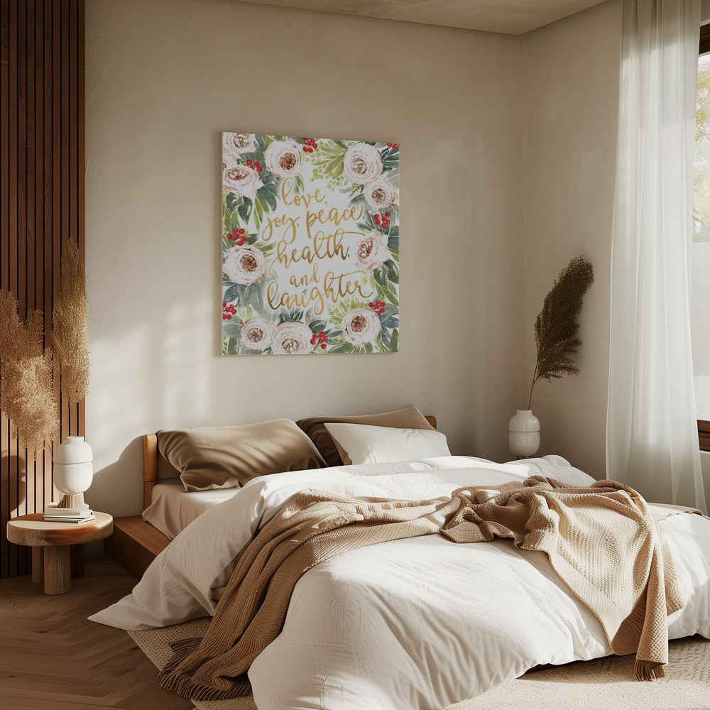 Holiday wishes with roses and berries | Canvas