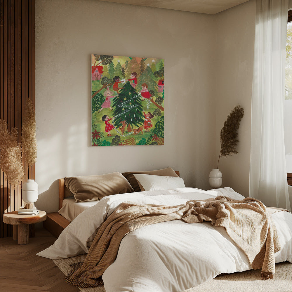 Weihnachtsbaum schmücken | Leinwand