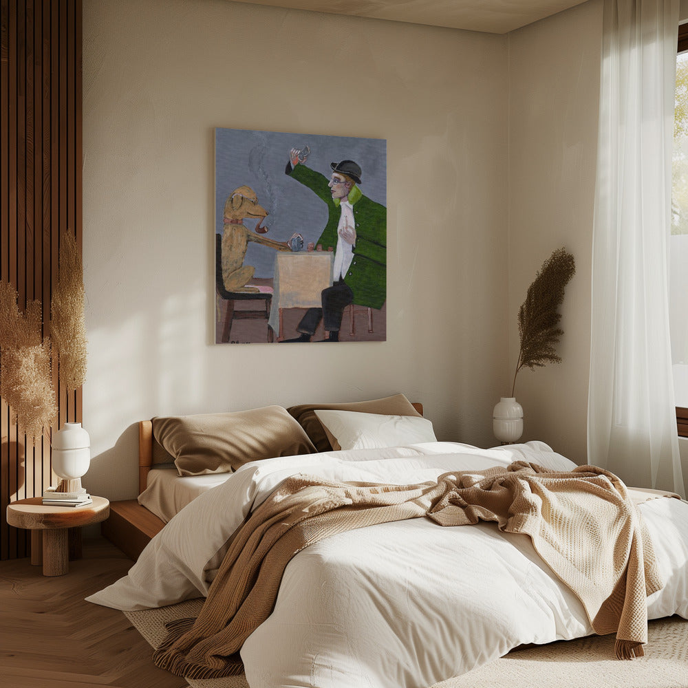Humor Kartenspiel mit Hund Vintage | Leinwand