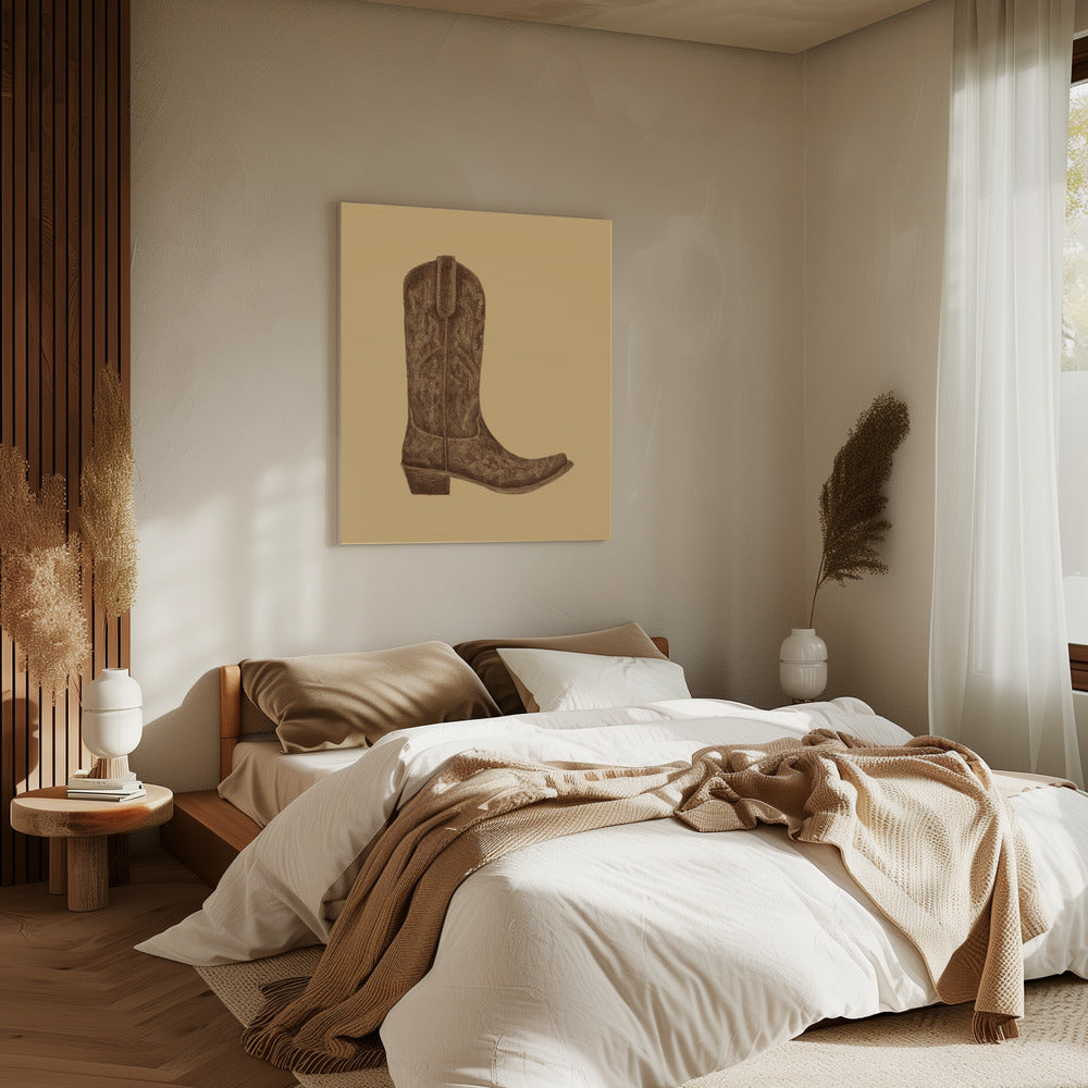 Brauner Cowgirl-Stiefel | Leinwand