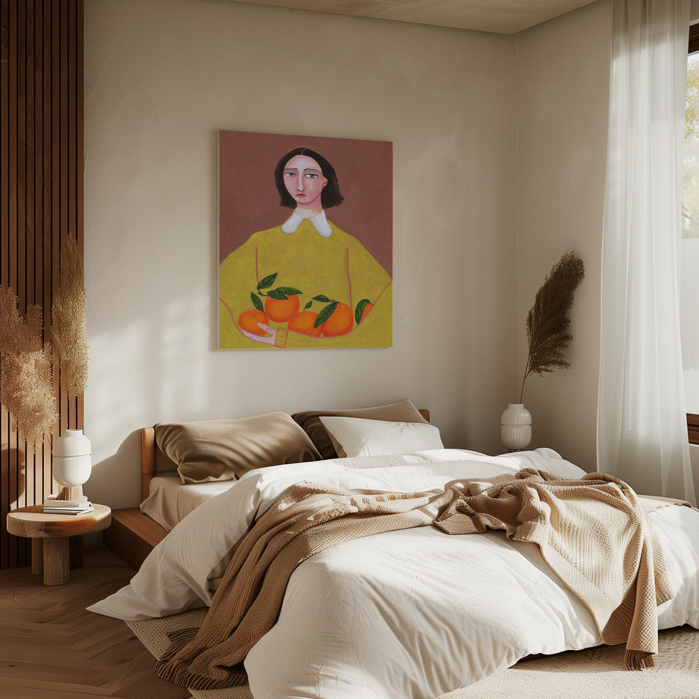 Dame mit Orangen | Leinwand
