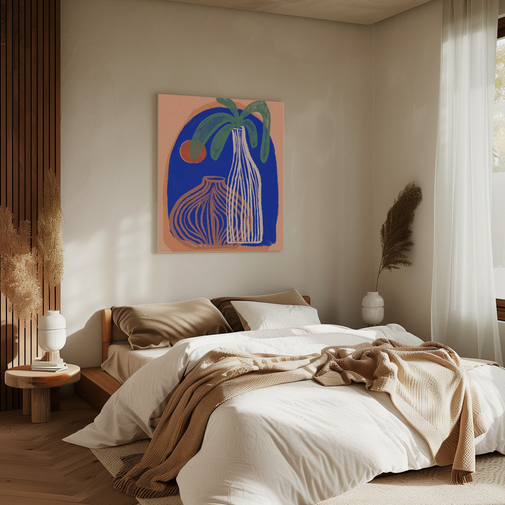 Blaue Oasis Vasen | Leinwand