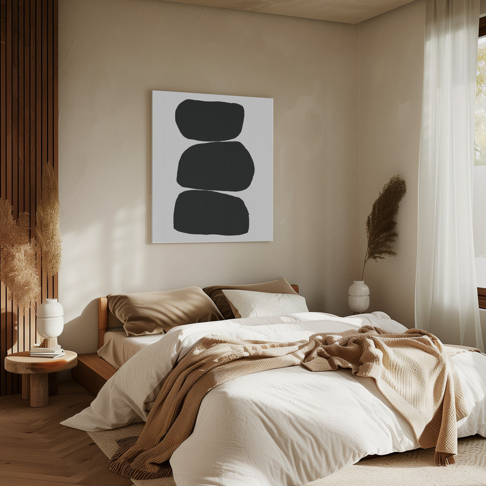 Three Stacked Black Shapes | Canvas
