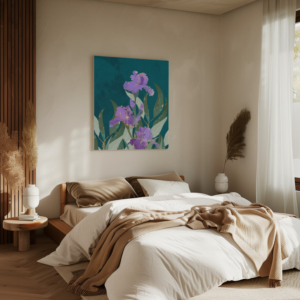 Irisblüte Türkis | Leinwand