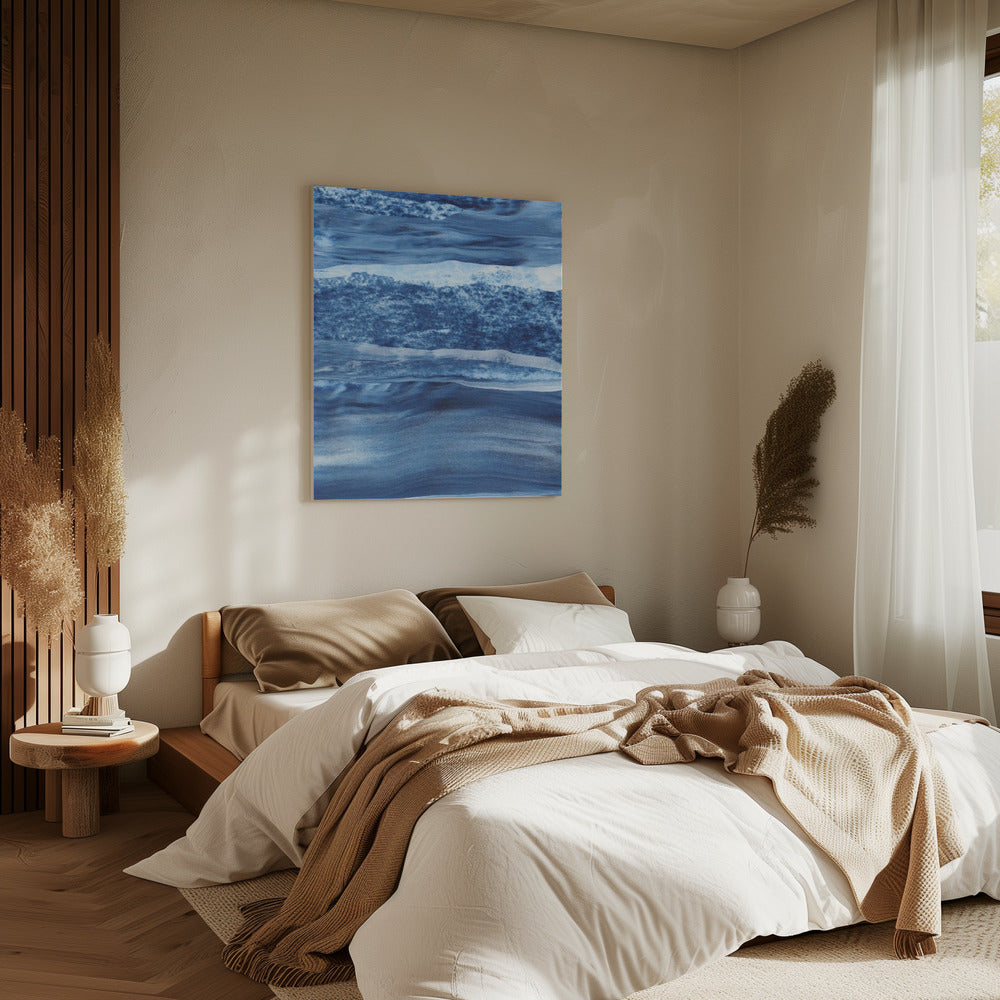 Blue Texture Flowing Vertical Lines | Canvas