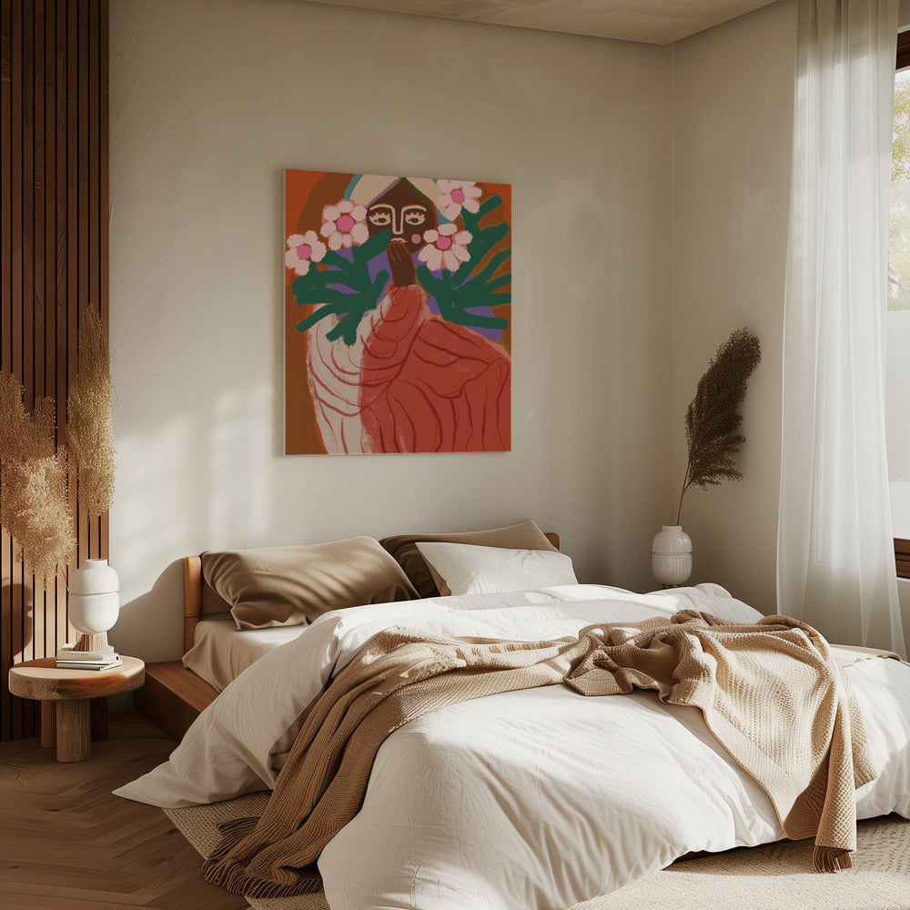 Schüchternes Blumenmädchen | Leinwand