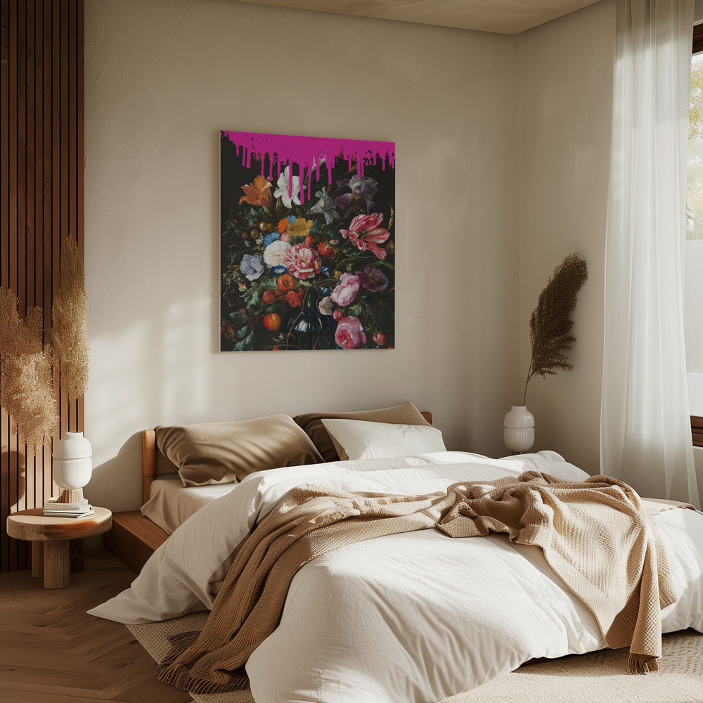 Vintage Botanische, veränderte Pinky Art | Leinwand