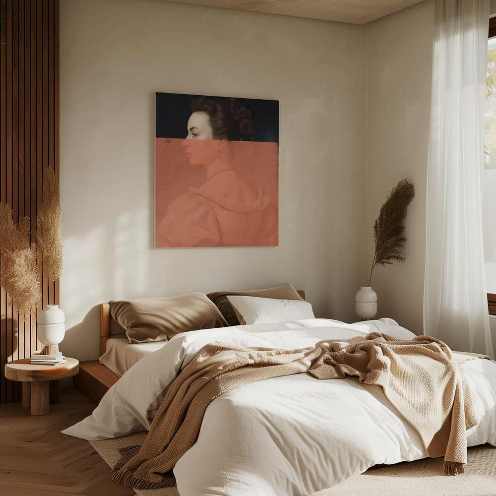 Verändertes Frauenporträt Orange Moderne Kunst | Leinwand