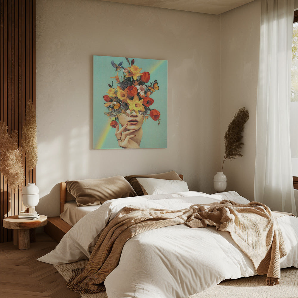 Baby's in bloom - Rainbow, flowers, birds & butterflies | Canvas
