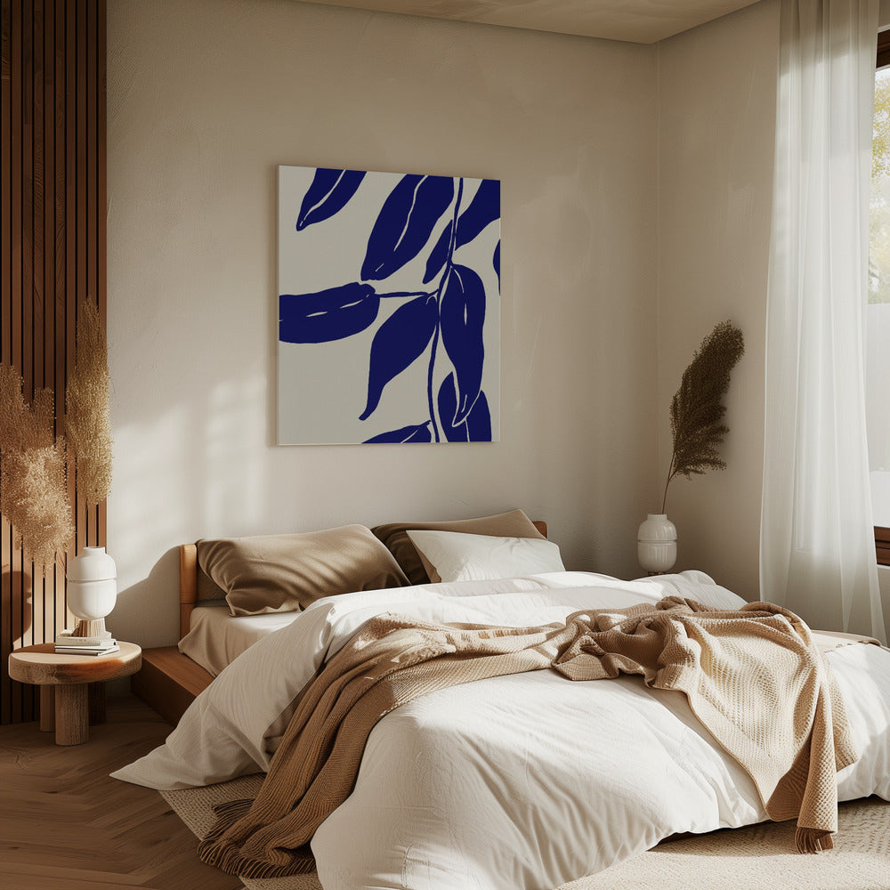 Indigo Blätter Tanz | Leinwand