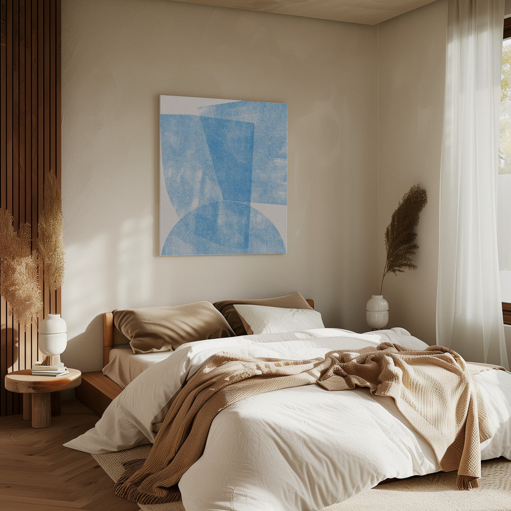 Blaue geometrische Wellen | Leinwand