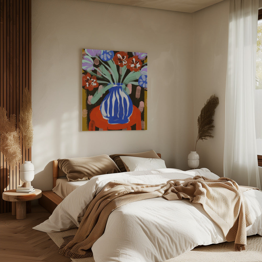 Vase mit fröhlichen Blüten | Leinwand