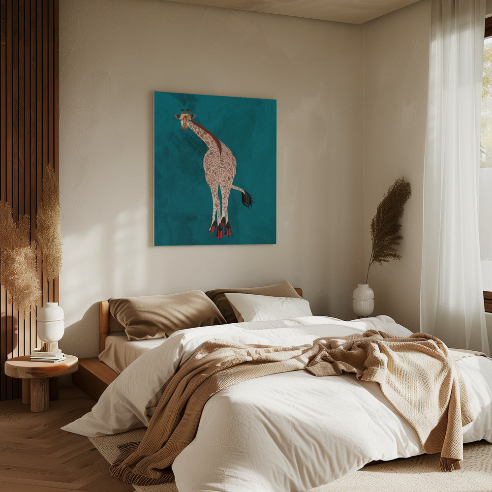 Schrullige Giraffe Grün | Leinwand