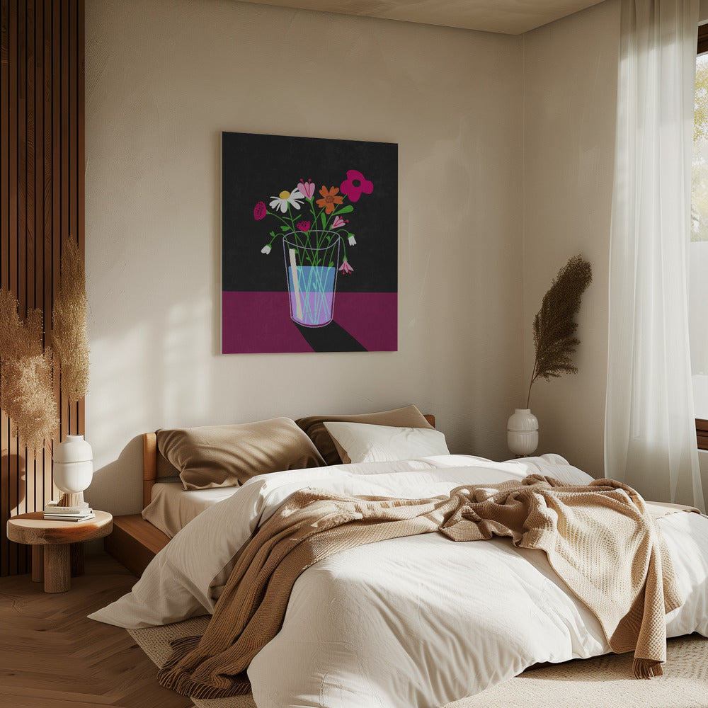 Blumen leuchten im Dunkeln | Leinwand