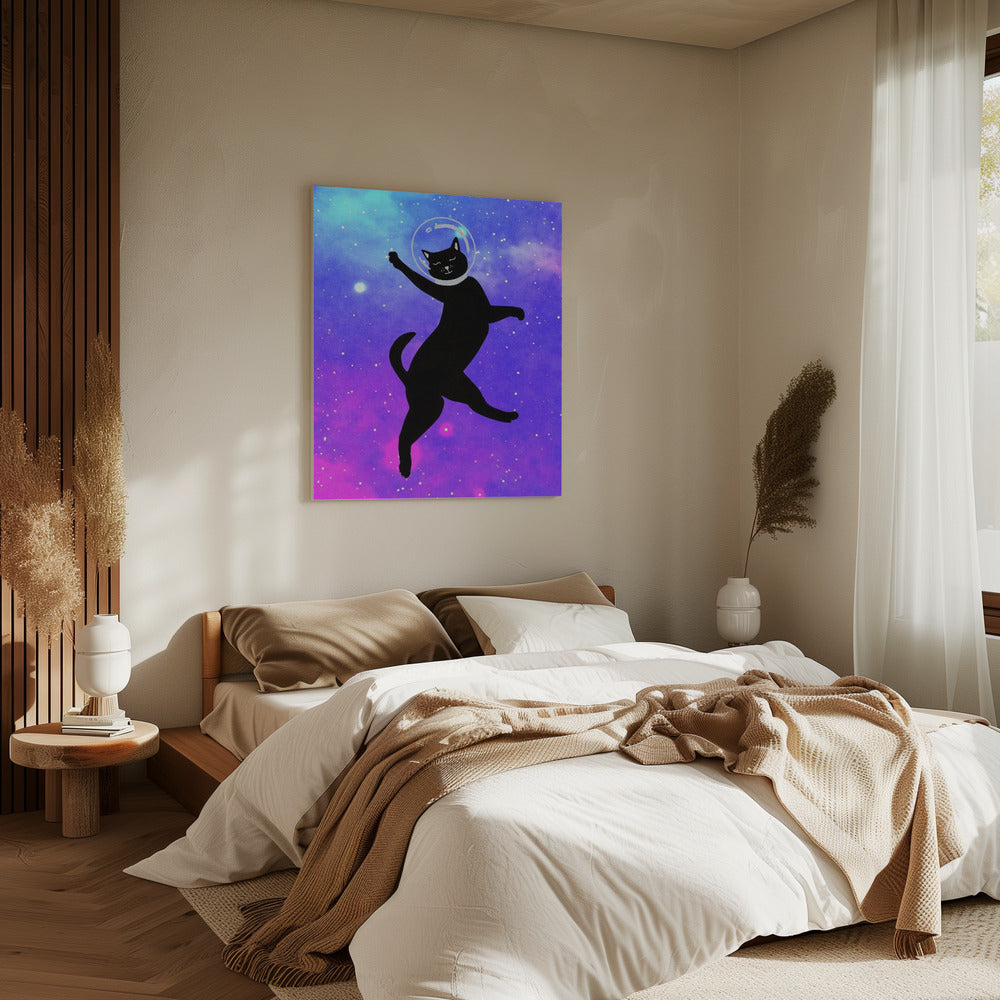 Glückliche Weltraumkatze | Leinwand