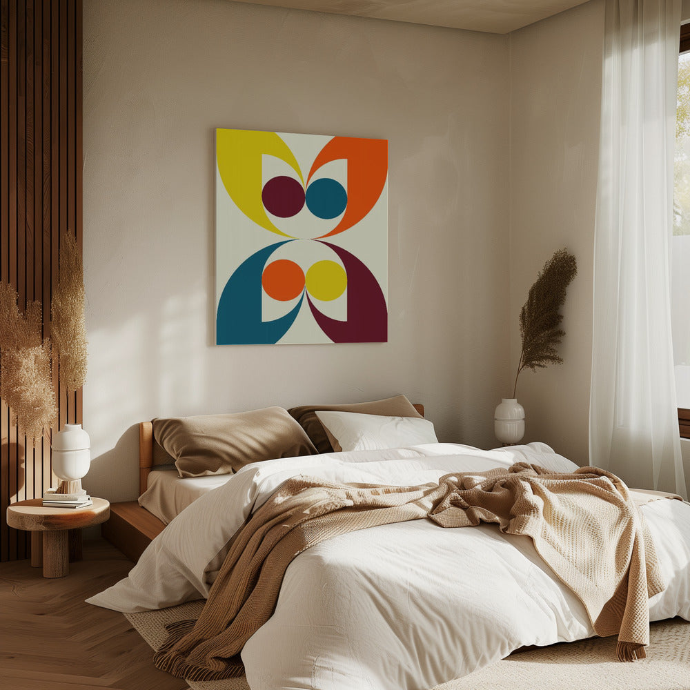 Bunte symmetrische Formen und Kreise | Leinwand