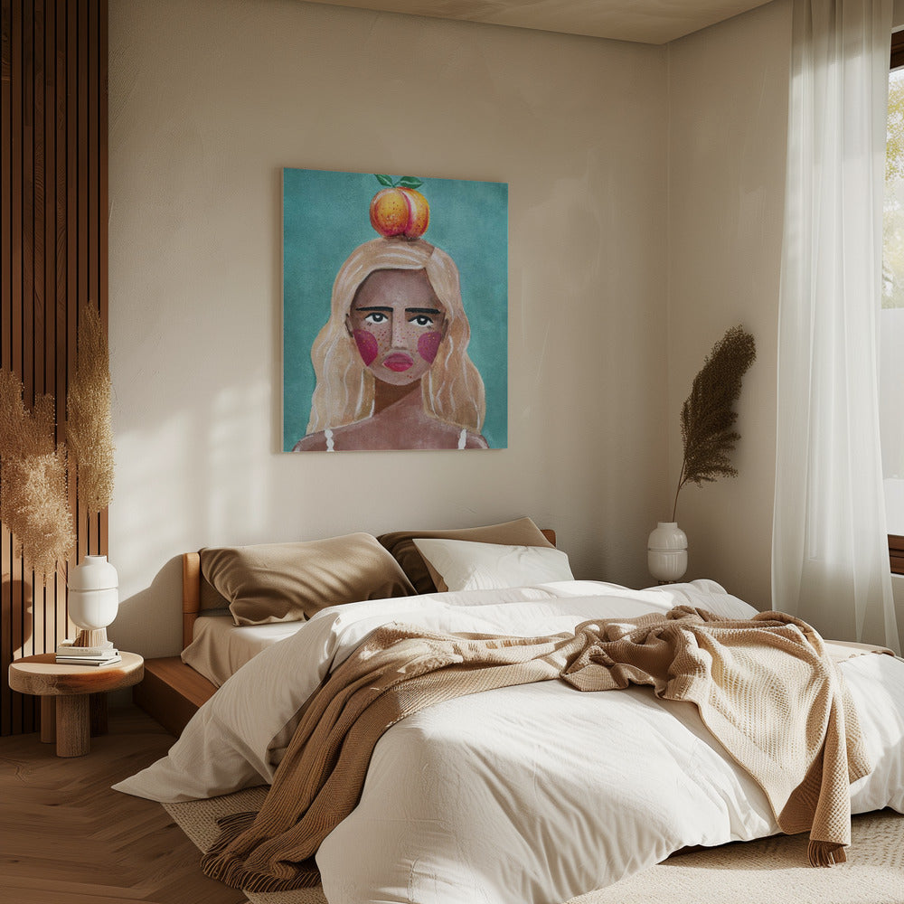 Frau mit Pfirsich | Leinwand