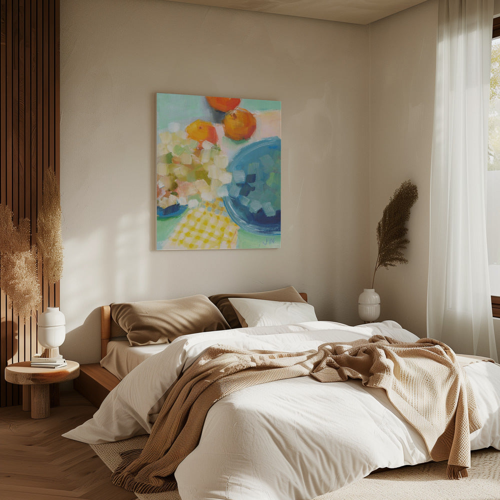 Orangen und Hortensien | Leinwand