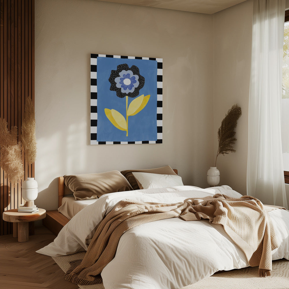Blume mit blauem und schwarzem Blütenblatt | Leinwand