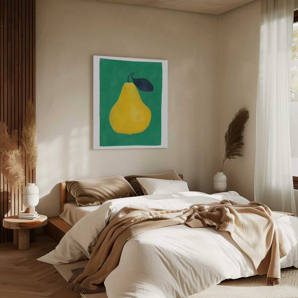 Minimalistische gelbe Birne | Leinwand