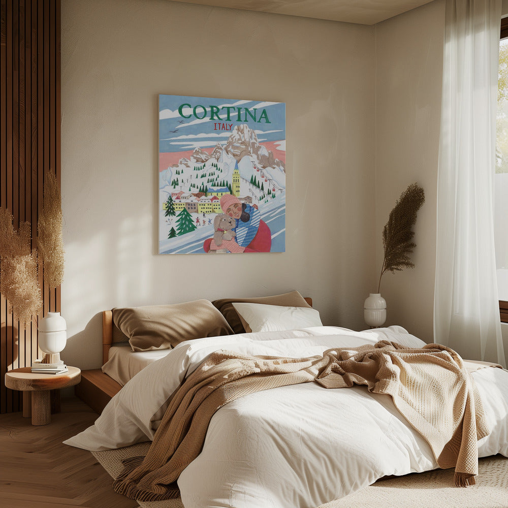 Reiseposter Frau in Cortina, Italien | Leinwand