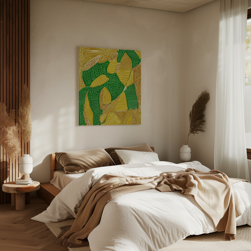 Abstrakt in Gold und Grün | Leinwand
