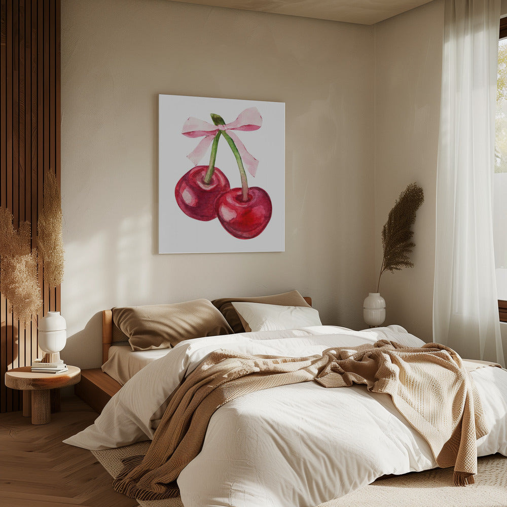 Rote Kirschrosa Schleife | Leinwand