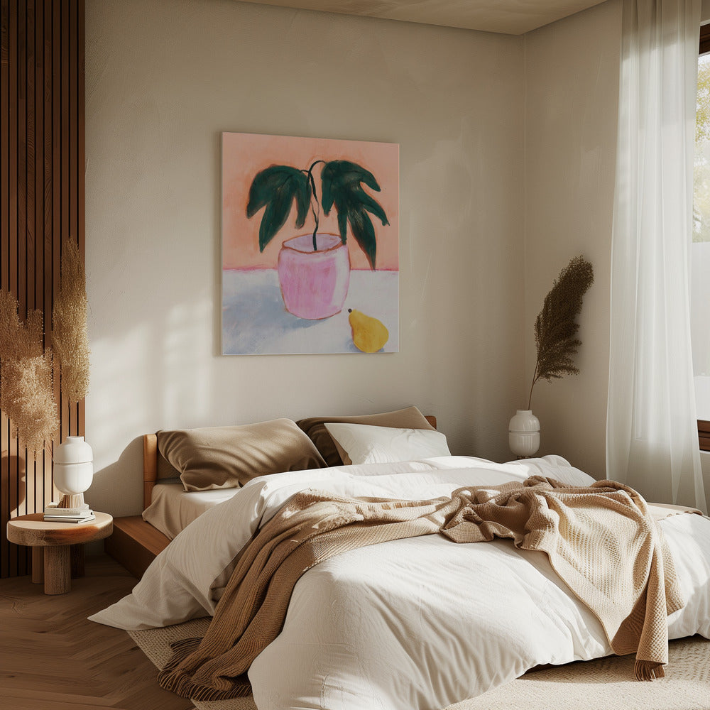 Rosa Topf, Gelbe Birne | Leinwand