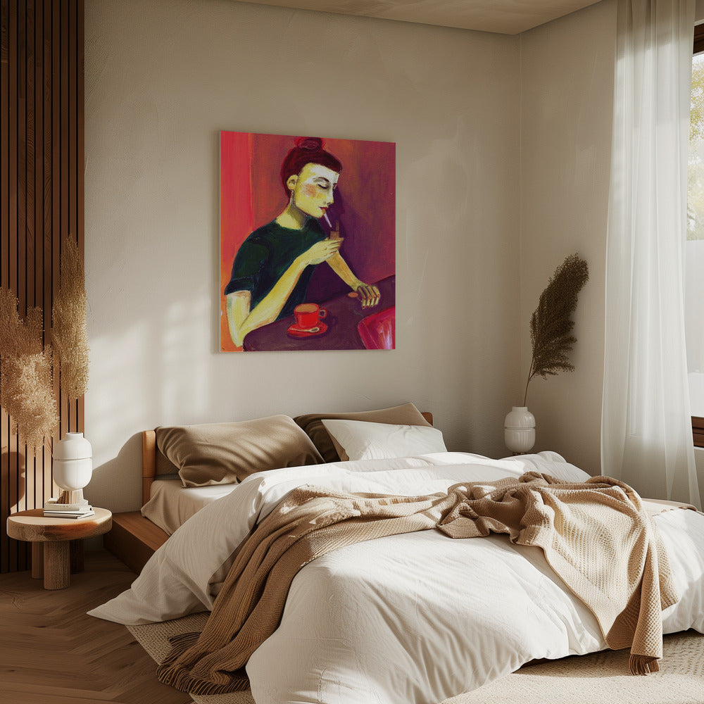 Dame zündet Zigarette an | Leinwand