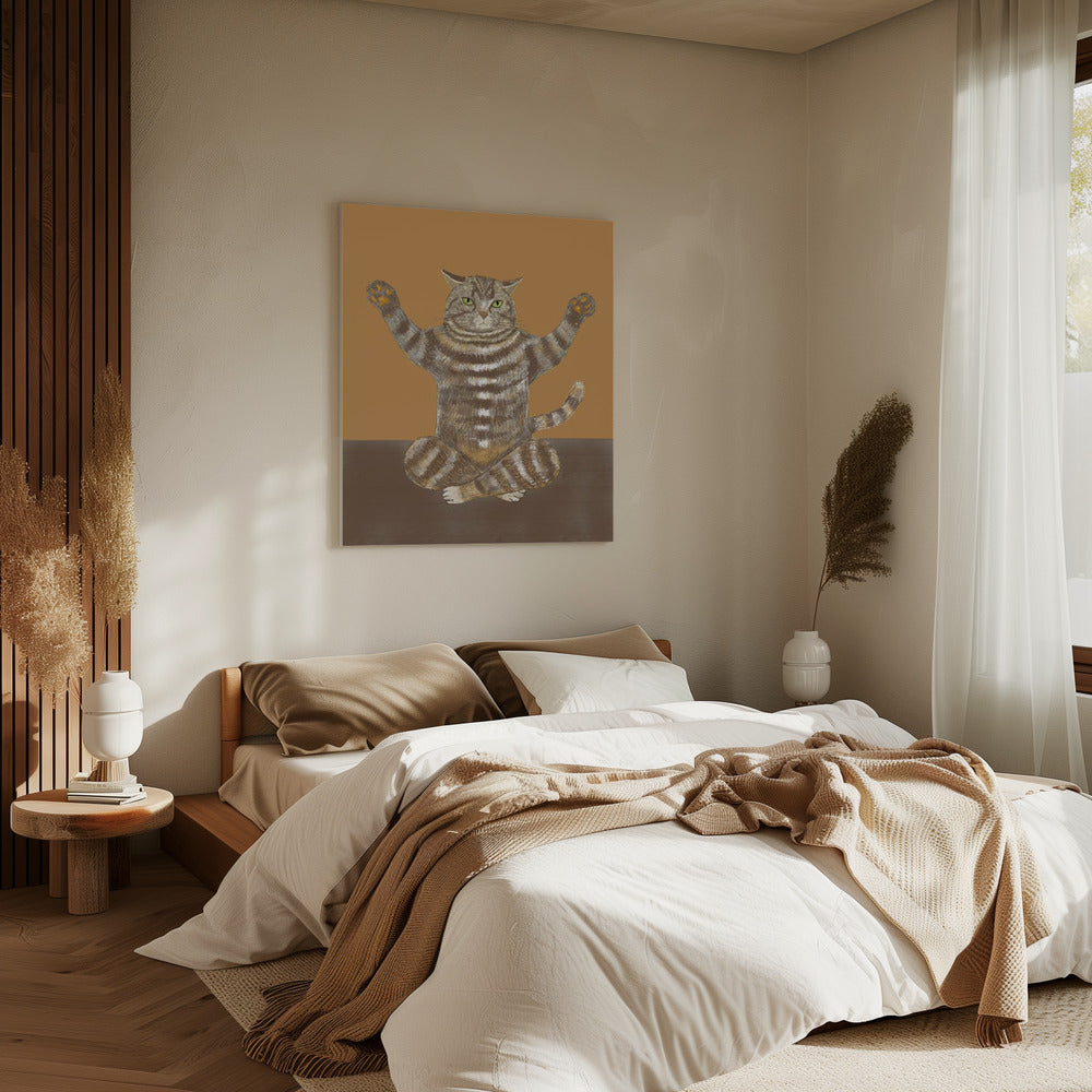 Yoga Katze Tan Hintergrund | Leinwand
