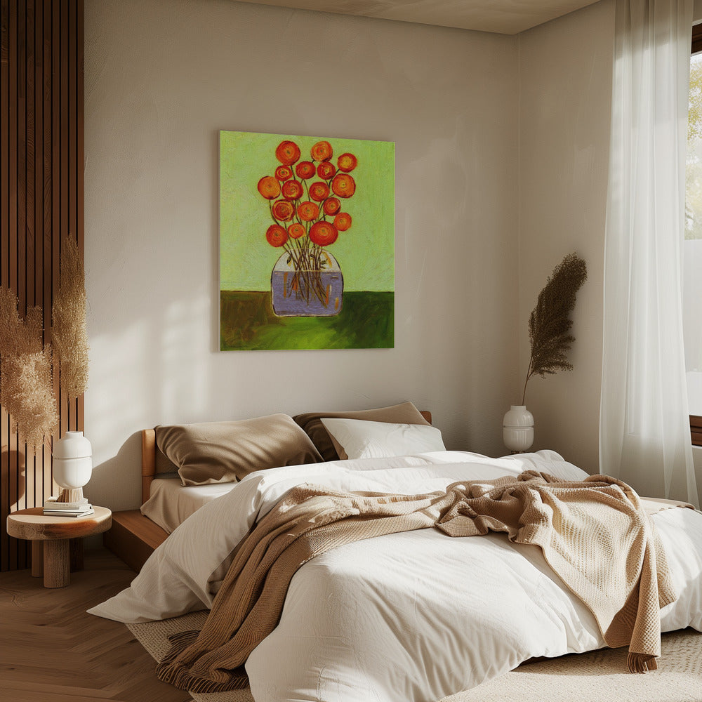 Mohnblumen in Vase Helle Version | Leinwand