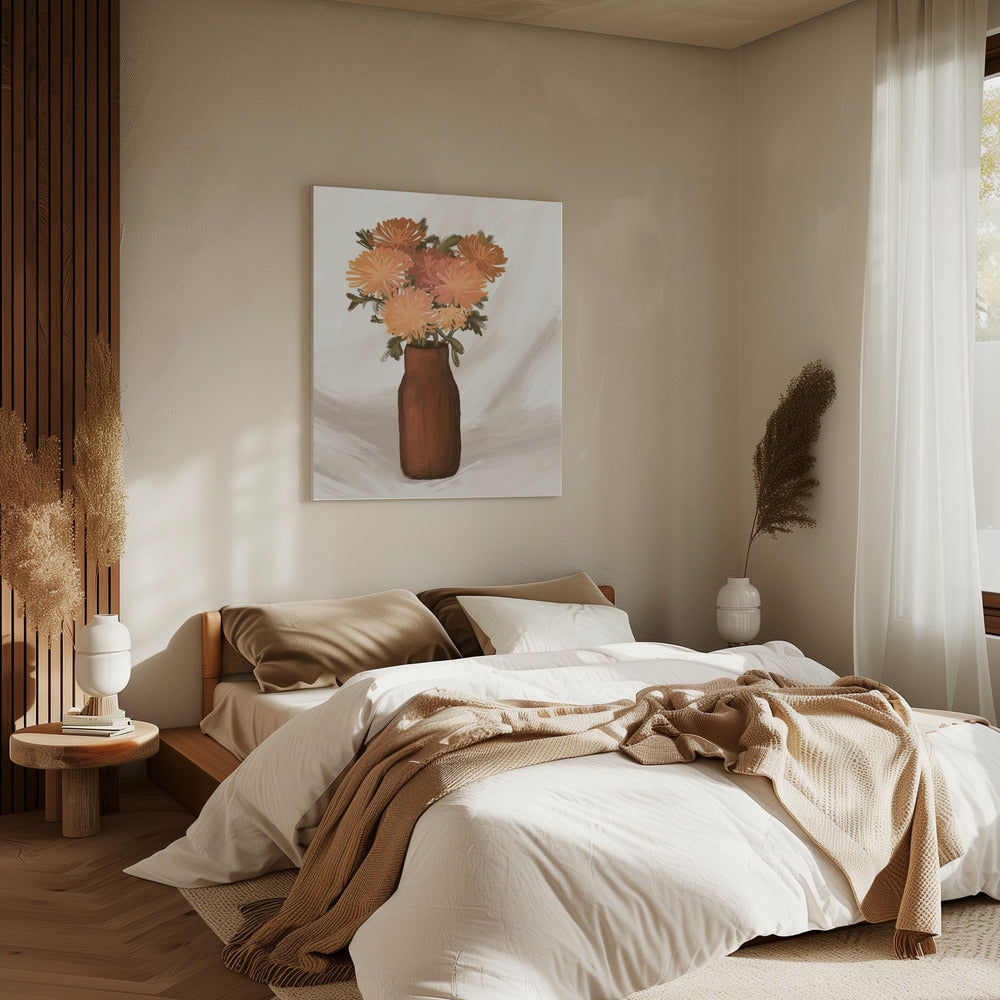 Blumenvase in Pfirsich | Leinwand