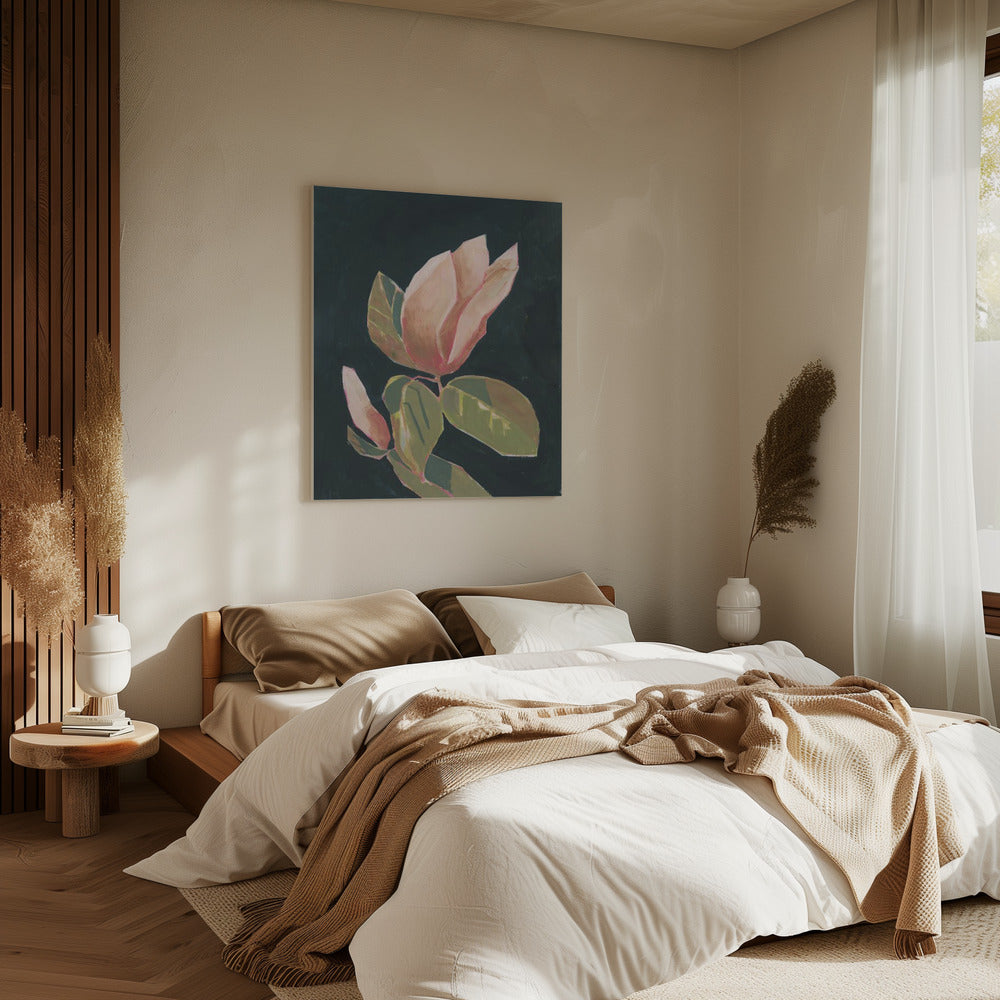 Magnolie auf dunklem Hintergrund | Leinwand
