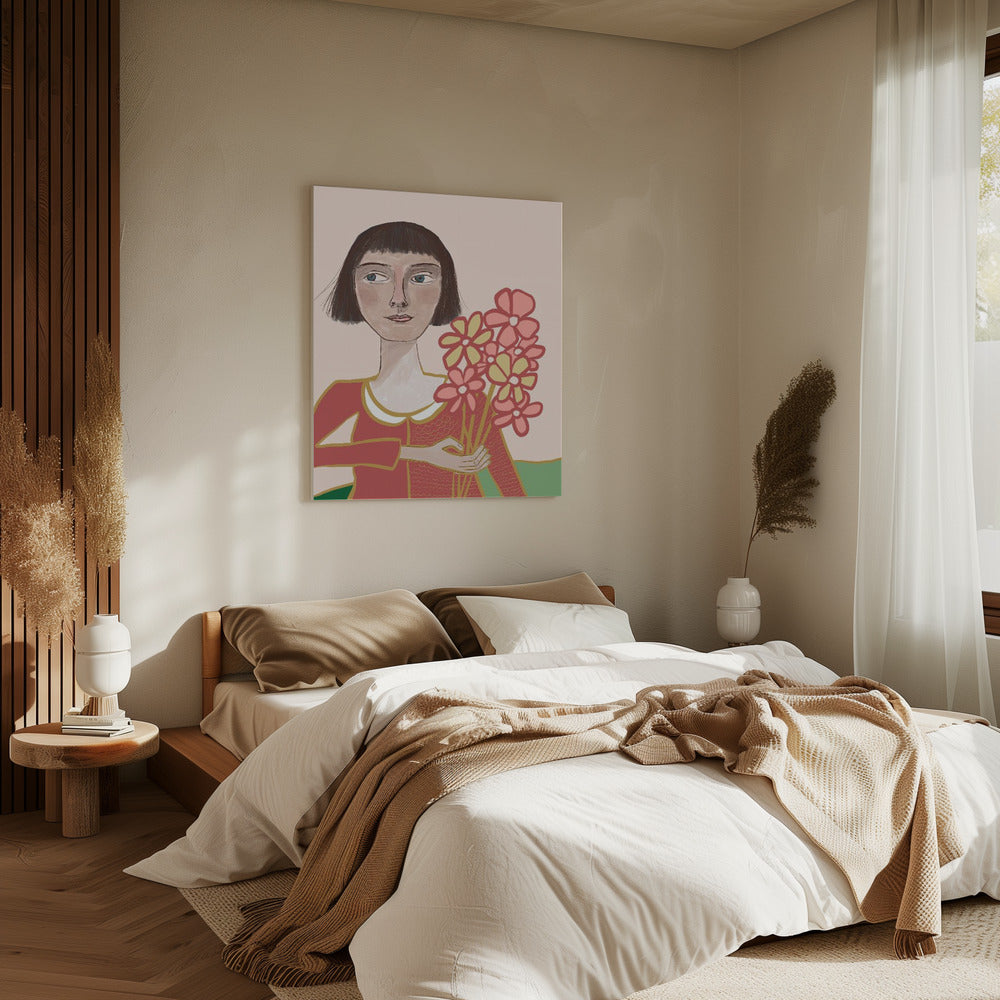 Frau mit Blumen | Leinwand