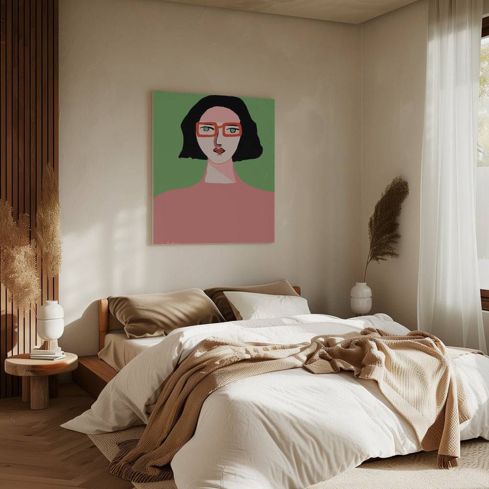 Dame mit roter Brille | Leinwand