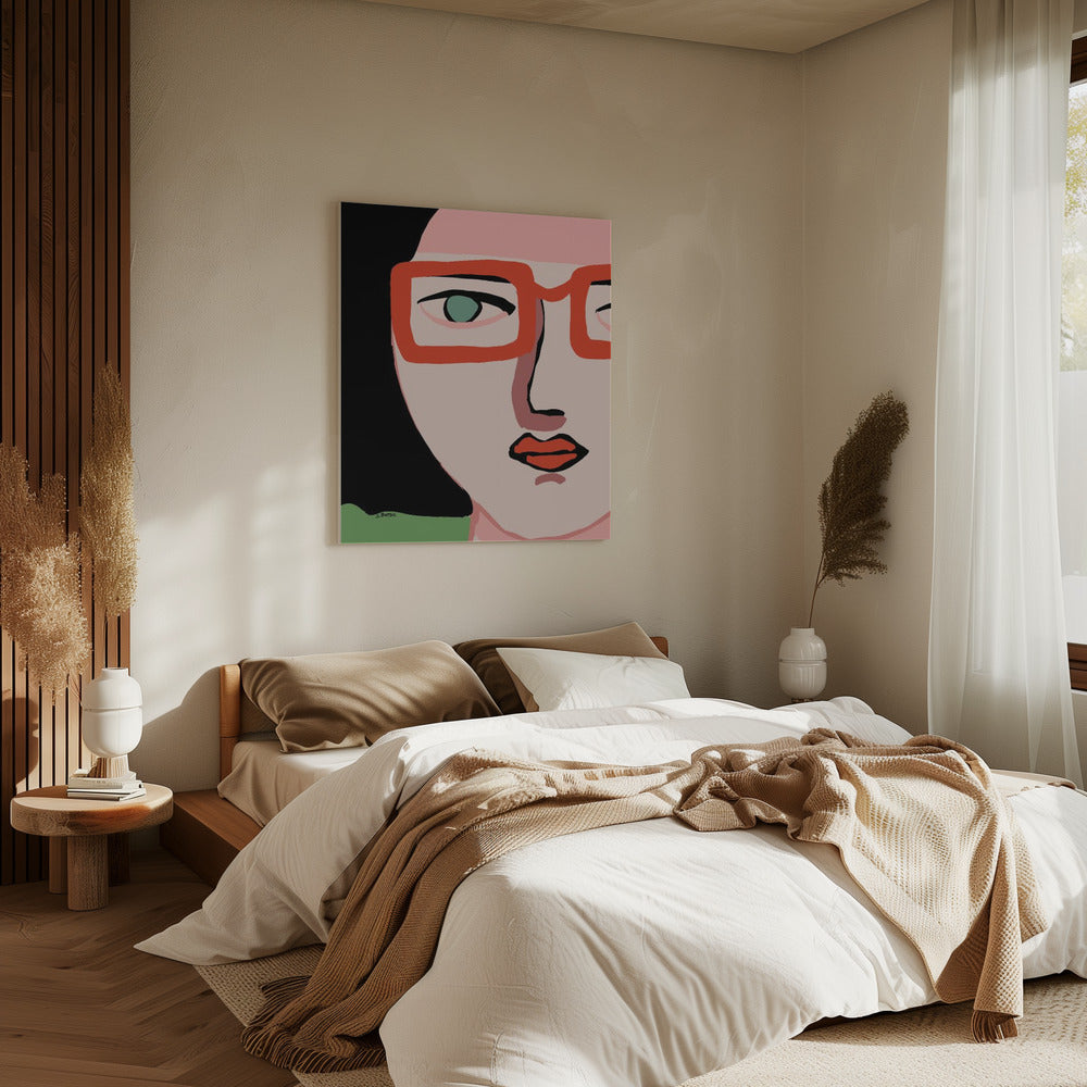 Lady with red glasses | Canvas
