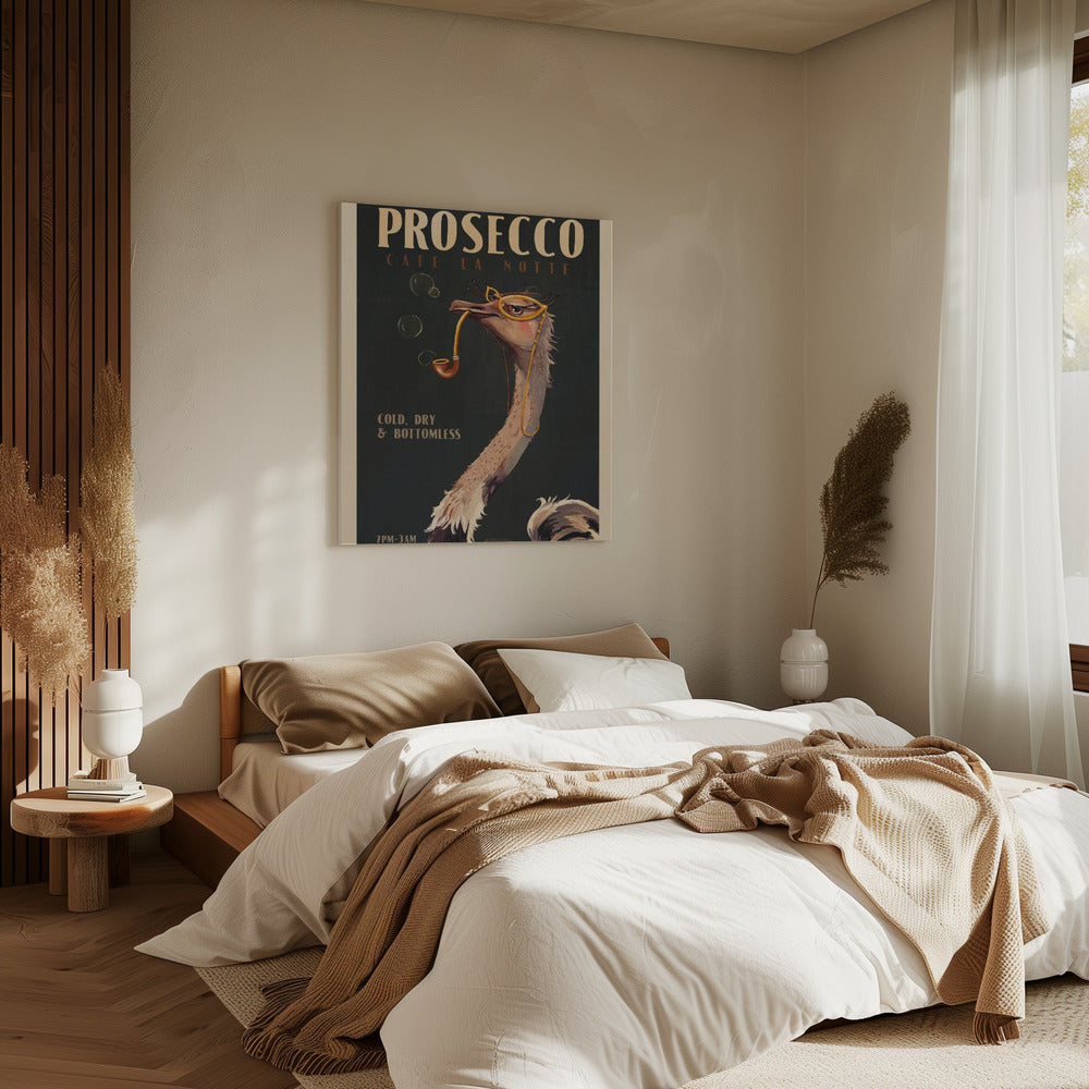 Art Deco Prosecco Wall Art Of An Ostrich | Canvas