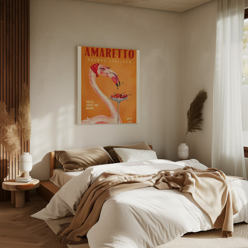 Amaretto Flamingo Art Deco Italian Cafe Travel Art | Canvas