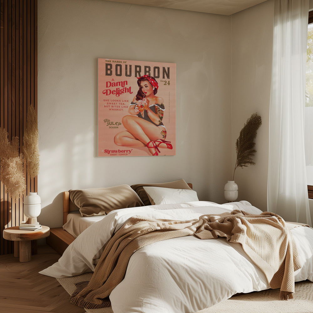 Bourbon Babes Vol 22 Vintage Pinup Girl trinkt einen Cocktail | Leinwand